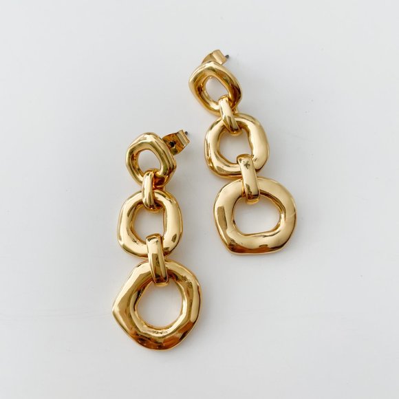 J. Crew Hammered Circles Triple-Drop Earrings - Picture 1 of 3
